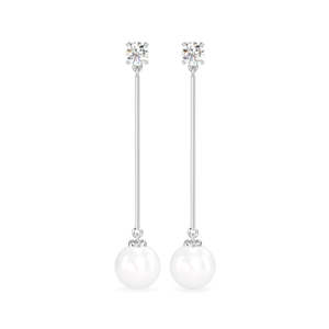 Boucles d'oreilles CLARA en argent sterling 925 avec perles, plaquées rhodium, serties de zircone suisse, fermoir à vis, cadeau pour femmes et jeunes filles - Product Image 1