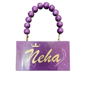 กระเป๋าคลัทช์ลูกปัดสีทองสุดหรูสำหรับสุภาพสตรีลายเรซินหินอ่อนรูปทรงเรขาคณิต - Product Image 1