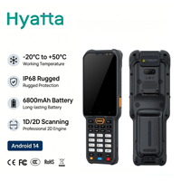 PDA industriel robuste étanche IP68, écran 4,3 pouces, Android 14, 29 touches, bracelet de poignet, IP68, 4 Go + 64 Go, batterie 6800 mAh à échange à chaud