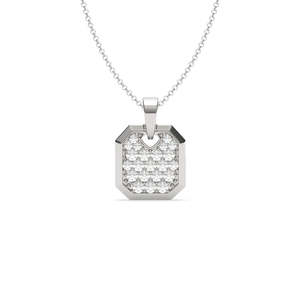 Collier pendentif en argent pur 925 pour hommes et garçons, forme bouclier, plaqué rhodium, diamant moissanite taille princesse, or rose, platine - Product Image 1