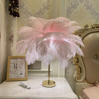 Lampe de bureau créative rechargeable en plumes d'autruche élégante pour la chambre à coucher