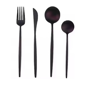 Juego de Cubiertos de Metal decorativo recién llegado, juego de cubiertos para el hogar, boda, cocina, utensilios de acero inoxidable con Color negro - Product Image 5
