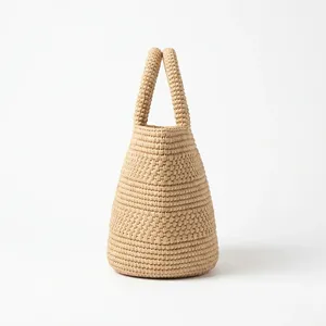 Woven raffia women's canvas <b>Bag</b> Rope Handbag <b>Large</b> Capacity Shoulder Basket for <b>Beach</b> Travel Shopping - Product Image 2