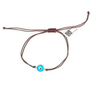 Trendy Evil Eye Brown String Bracelet with Diamond Alloy <b>Charm</b> <b>Bangles</b> Gift - Product Image 2
