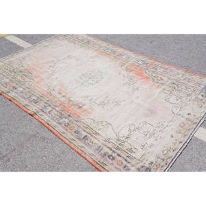 พรมขนสัตว์สีเบจสีส้มลายดอกไม้แนววินเทจขนาด5.9x8.8ฟุตผ้าต่อสี่เหลี่ยมผืนผ้าดีไซน์โถงทางเดินสำหรับวัยรุ่นที่อาศัยอยู่เทคนิคการทอผ้ายางพารา - Product Image 2