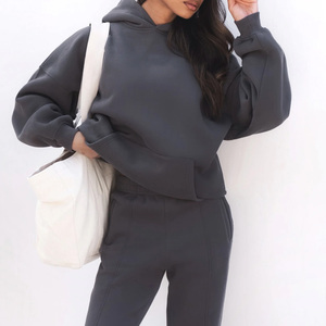 Womens Regular Fit Tracksuit OEM Custom Design Soft Material Solid <b>Pattern</b> Embroidered Logo Branding Supports Private Rhinestone - Product Image 4