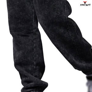 2025 nuevo diseño ácido lavado Joggers tela de algodón personalizada patrón sólido estilo casual pantalones de hombre - Product Image 6