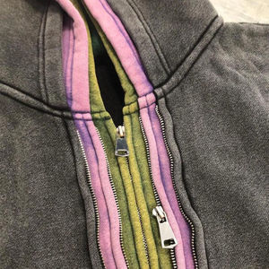 OEM ODM Fabricant sur mesure de sweats à capuche unisexes en molleton français 100% coton, poids lourd, 420 g/m², style street, trois couches, lavage à l'acide, fermeture éclair - Product Image 3