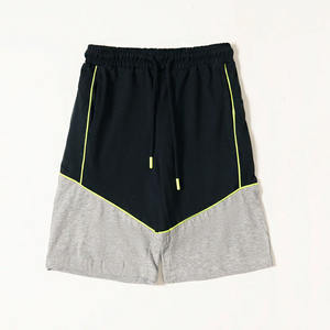 Pantalones cortos de alta calidad para hombre, malla ecológica, diseño de retazos transpirable, cintura media, cierre de cordón, Color sólido - Product Image 1