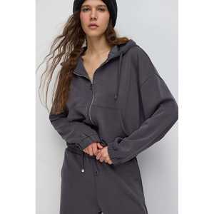 Sweat-shirt court zippé doux au toucher - Product Image 1