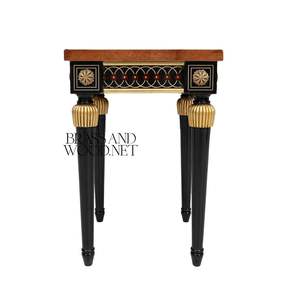 Table de service classique de luxe avec incrustations en bois faites à la main, accents noirs et détails décoratifs dorés pour une décoration intérieure élégante - Product Image 5
