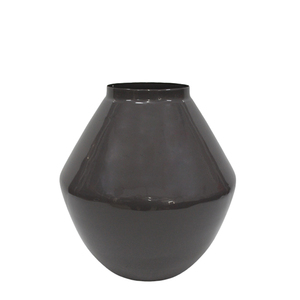 Iron Round Flower Vase Shiny Dark Grey Color Creative Flower Pot For Table <b>Top</b> & <b>Wedding</b> Decoration - Product Image 1