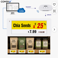 Étiquette de rayon électronique COMPAX 2,13 pouces BLE 5.0, écran E Ink 4 couleurs, étiquette de prix numérique sans fil ESL pour supermarché de détail