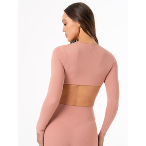 New Dusty <b>Pink</b> Women's Knot Long Sleeves <b>Crop</b> <b>Tops</b> Stretchy Super Soft And Breathable Workout Fitness <b>Crop</b> <b>Top</b> Tees for Women - Product Image 2