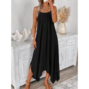 Robe Aerobin asymétrique à bretelles et col en V pour femme, 35632 - Noir - Product Image 3