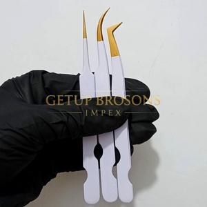 Pince à épiler GETUP BROSONS IMPEX à pointe dorée de précision, courbe lisse, isolation volume, en acier inoxydable 90 - Product Image 3
