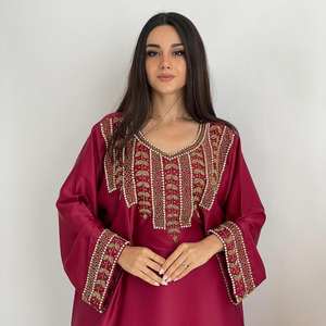 La Mejor Abaya Árabe de Seda Mukhawar Antiarrugas Hecha a Mano de Manga Larga de Alta Calidad de Dubái para Mujeres Adultas, Estilo Tradicional Musulmán - Product Image 3