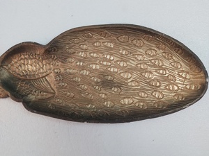 Wholesale Rustic Gold Embossed <b>Peacock</b> tray Manufacturer Custom <b>Jewelry</b> Ring Tray Vintage Golden Metal <b>Jewelry</b> Display Tray - Product Image 4