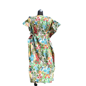 Kaftan Algodón Mujeres Handblock Floral Impreso Robe Sleepwear Maxi Dress - Product Image 6