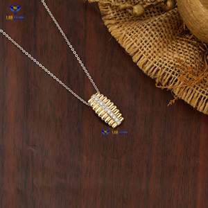 Colgante de diamante de corte redondo TDW 0.178 con cadena de oro amarillo de 18 quilates para compromiso regalo de boda Labgrown HPHT/CVD Joyería de diamantes - Product Image 3