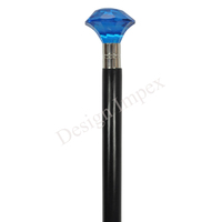Canne de marche en acrylique bleu diamant, canne de marche pour gentleman, qualité supérieure, durable, en bois, personnalisée, pour la randonnée