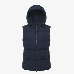 Gilet matelassé noir à capuche pour femme avec fermeture éclair, coupe-vent, vêtement d'extérieur décontracté - Product Image 3