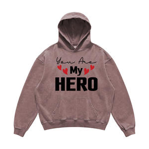 Customized XL Size Men's Acid Wash Hoodies Pullover Oversize Acid Wash Sweat Suits With <b>Screen</b> Print Logo Design - Product Image 2