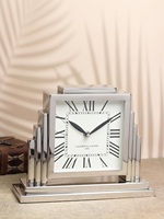 Jam meja dekoratif bergaya Vintage, bahan Aluminium gerakan Quartz pola abstrak untuk dekorasi rumah