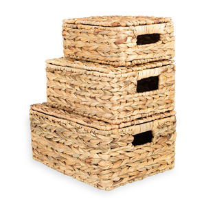 Cestas de Almacenamiento de Ropa Tejidas, Precio Directo de Fábrica, Cesta de Jacinto de Agua Natural con Tapa - Product Image 5