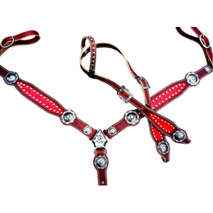 Hand Tooled Horse Tack Set Headstall <b>Breast</b> <b>Plate</b> Genuine Leather Lightweight Seasonal Horse Ridding Equipment - Product Image 1