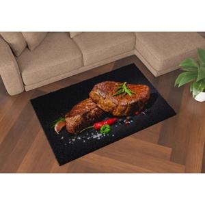 Tapis imprimé Steak aux épices, Tapis doux à poils, Tapis décoratif Steak - Product Image 2