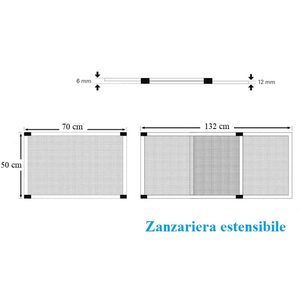 Pratico e resistente zanzariera in alluminio grigio estensibile 50x70x100 Cm-baldacchino letto e repellente per zanzare - Product Image 2