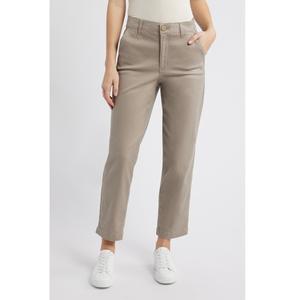 Pantalones Casuales de Lona para Mujer, Corte Ajustado, Color Sólido, Frente Plano, Cintura Alta, Marca BD - Product Image 2