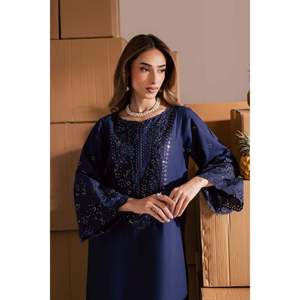 Bic-245 Batik-2Piece Lawn <b>Sequin</b> & Chikan Embroidered <b>Top</b> & Trouser with Neckline Embroidery <b>Sequin</b> Embroidered - Product Image 2