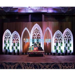 Cadre de toile de fond de scène de mariage à thème rustique, cadre de fenêtre à thème blanc, cadre de toile de fond de mariage à thème musulman Walima, cadres blancs - Product Image 1