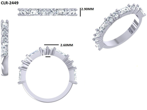 แหวนแต่งงานแบบมินิมอลทองคำขาว 14K สำหรับเธอ ประดับเพชรทรงบาแก็ตต์และทรงกลม 1.30 กะรัต แหวนแต่งงานแบบ Eternity ของขวัญวันวาเลนไทน์ - Product Image 6