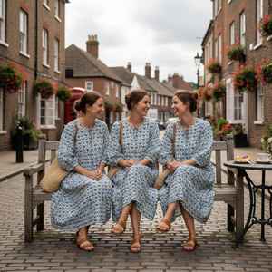 Robe Kyra bohème à fleurs, robe midi en coton imprimée à la main, tenue décontractée confortable pour l'été - Product Image 2