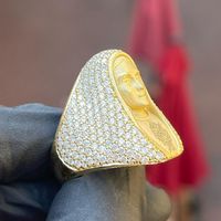 Anillo de campeón de plata 925 personalizado para mujer VVS Moissanite 3D cara de diamante joyería de lujo regalo para ella anillos de declaración para ella
