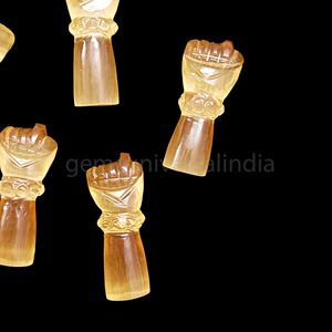 Pierre de lune pêche naturelle Hamsa pierre précieuse sculptée à la main pierre de lune main humaine de Fatima pierre précieuse pour la fabrication de bijoux 30MM vente en gros - Product Image 6