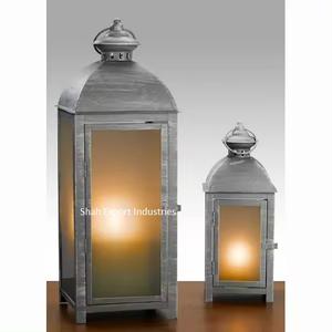High Quality Metal/Glass Lantern <b>Grey</b> Finished for Home and Garden Lighting Decorative Hanging <b>Candle</b> Lanterns - Product Image 1