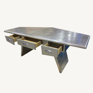 เครื่องบินขับไล่อลูมิเนียมเครื่องบินสไตล์นักบินปีกเครื่องบินอุตสาหกรรมยุคกลางศตวรรษที่โต๊ะเขียนหนังสือเฟอร์นิเจอร์ตกแต่งบ้านสำนักงาน - Product Image 5