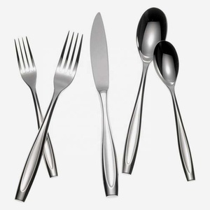 Golden Luxury <b>Kits</b> Dishwasher Safe Flatware Fork Knife Spoon New Luxury Design Silver Finished Flat Handle - Product Image 2
