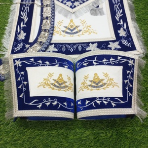 MASONIC REGALIA PAST MASTER TABLIER POIGNETS ET COLLIER BLEU ROYAL VELOURS HSE - Product Image 3