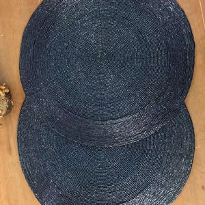 Mantel Individual con cuentas, cargador redondo hecho a mano para comedor de lujo y decoración de vacaciones, pieza única hecha a mano con cuentas, mantel, inauguración de la casa - Product Image 1