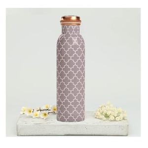 Nuevo diseño elegante botella de agua de cobre impresa en esmalte botella ayurvédica en cobre puro botella de agua impresa personalizada para la venta - Product Image 5