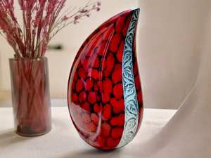 Teardrop Urns for Human Ashes Funeral Cremation Urn Red Silver Engraved Keepsake Urn for Adults Large for <b>Your</b> <b>Loved</b> Ones - Product Image 2