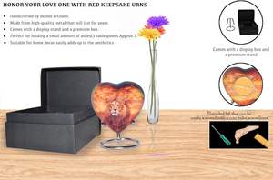 Recuerdo de León-Mini urna de cremación de corazón con soporte y caja premium-Urna de recuerdo pequeña-Honra a tu ser querido con corazón de urna - Product Image 5