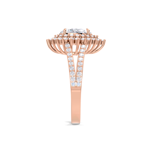 IGI Certified Pear Cut Lab Grown Diamond Double Halo <b>Split</b> Diamond Shank Engagement-Wedding <b>Ring</b> in 9K Yellow/White/Rose Gold - Product Image 4