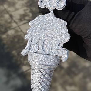 จี้ตัดแบบเจ้าหญิงฮิปฮอปชุบทองสีเหลือง10K พร้อมจี้เพชรโมอิส1กะรัตดีไซน์แฟนซีเป็นหินหลัก - Product Image 1