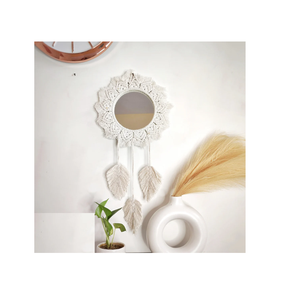 Sustainable Macrame <b>Wall</b> <b>Mirror</b> <b>Decorative</b> and Creative Design Trendy Looks Natural Finishing Christmas Decoration Home Decor - Product Image 4
